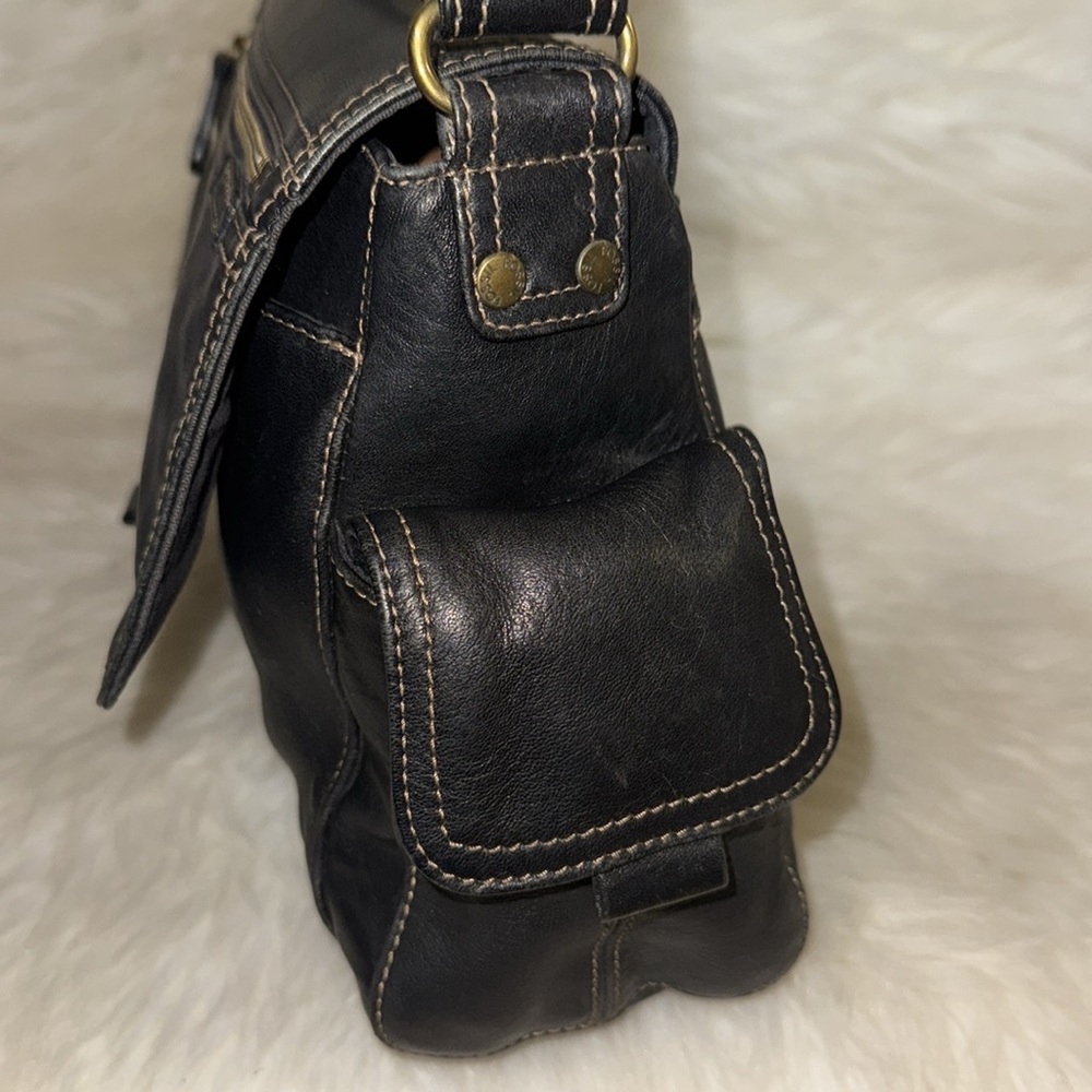 Fossil Black Leather Messenger Shoulder Bag - Picture 6 of 16